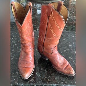 Tony Lama Brown Leather Cowboy Boots men’s size 8D vintage